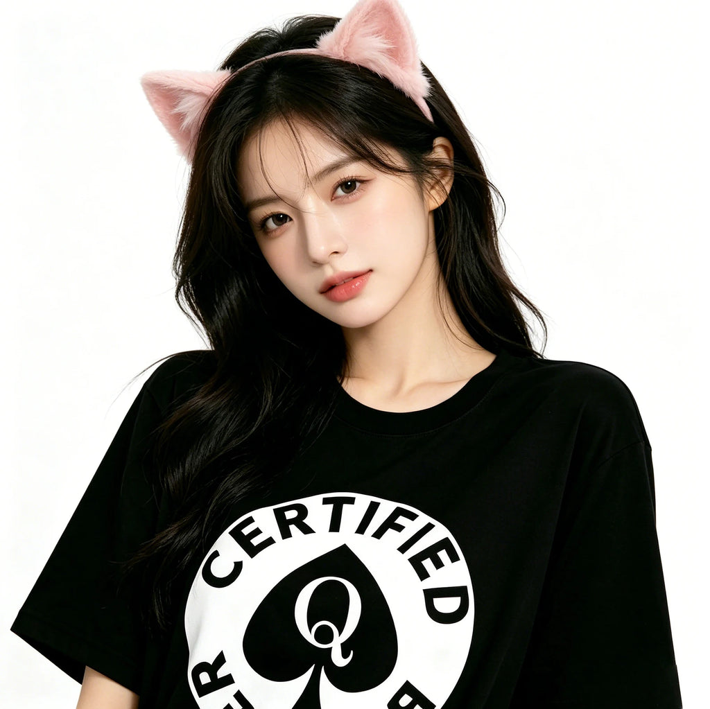 QOS Graphic Tshirt Black Queen of Spades Top Sexy Hotwife Summer Fashion Adult Humor Fun Flirtation Style Casual Clothing